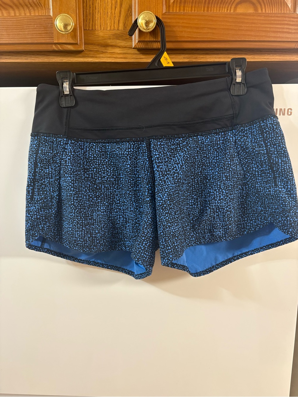 lululemon athletica Black Waistband Blue Speckled Athletic Shorts